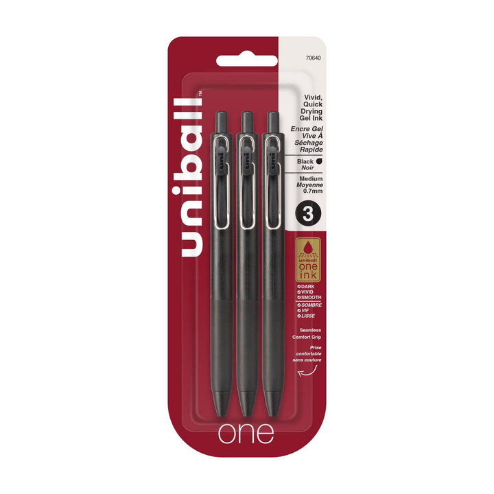 UNIBALL - ONE Retractable Gel Ink Pen 0.7mm (Pack of 3)