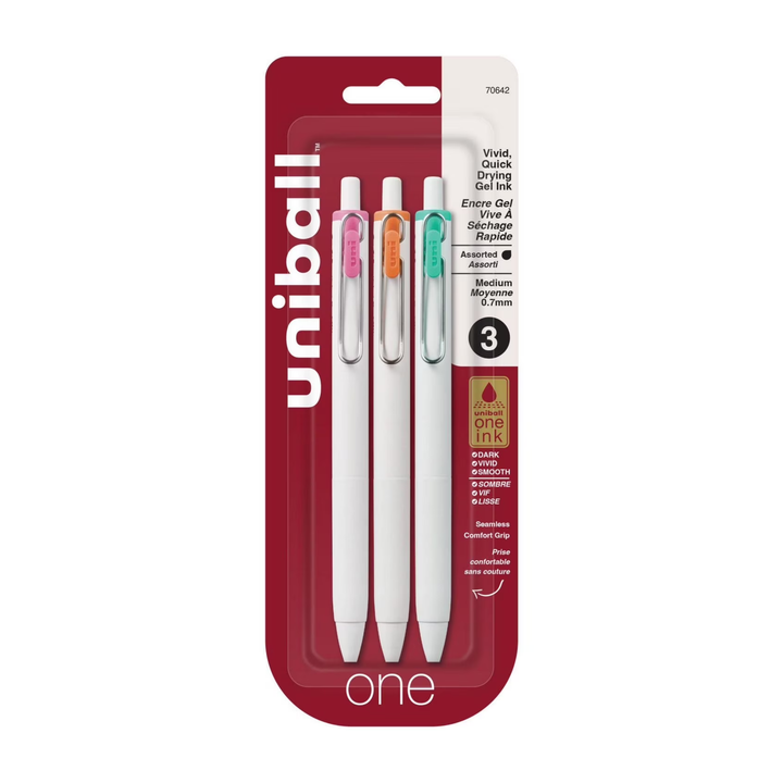 UNIBALL - ONE Retractable Gel Ink Pen 0.7mm (Pack of 3)