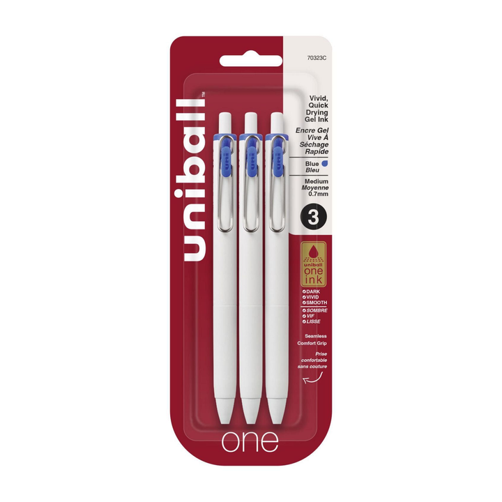 UNIBALL - ONE Retractable Gel Ink Pen 0.7mm (Pack of 3)