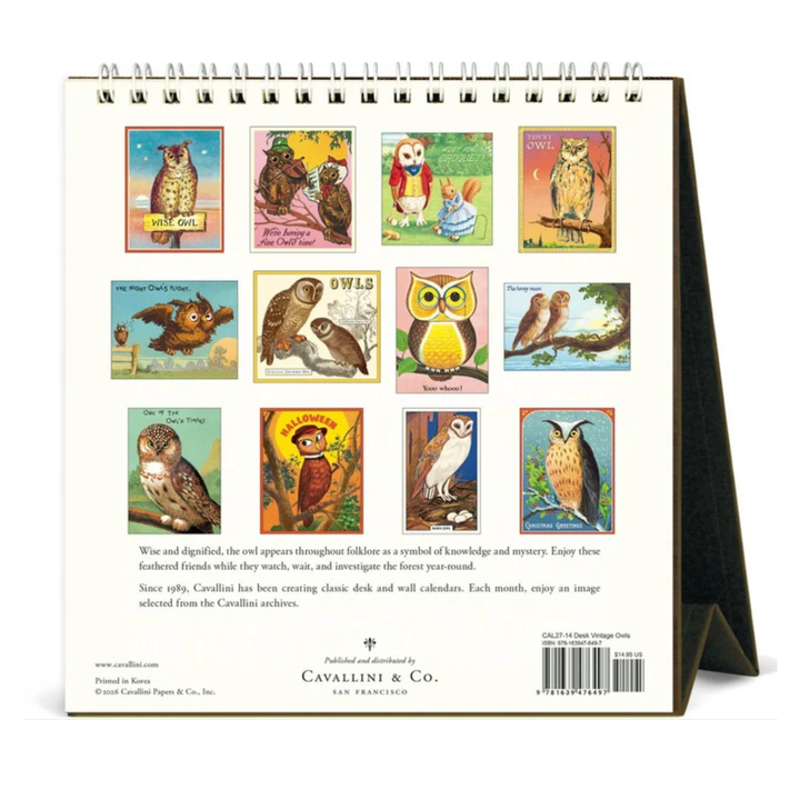 Cavallini & Co - 2027 Desk Calendar - Vintage Owl