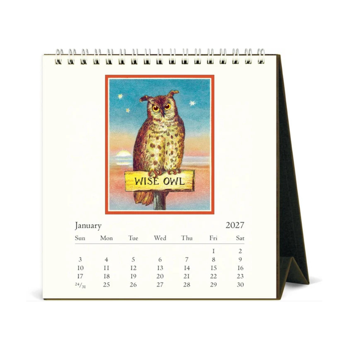 Cavallini & Co - 2027 Desk Calendar - Vintage Owl