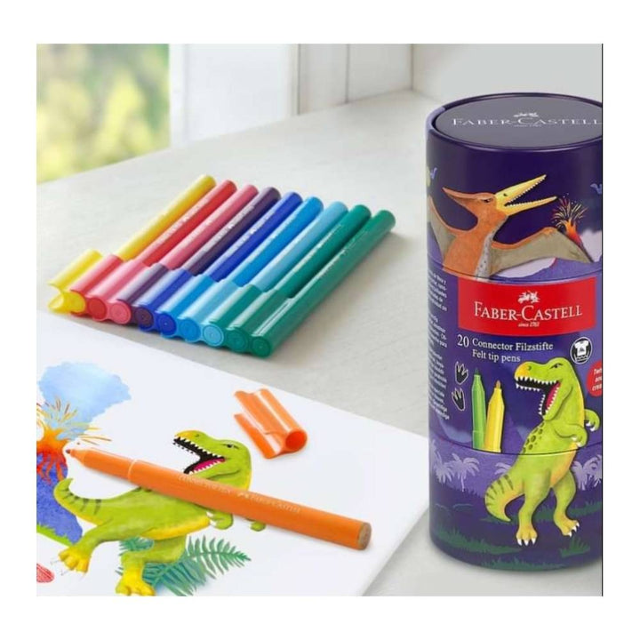 Faber-Castell - Connector Felt Tip Pens - 20pcs - Dinosaur