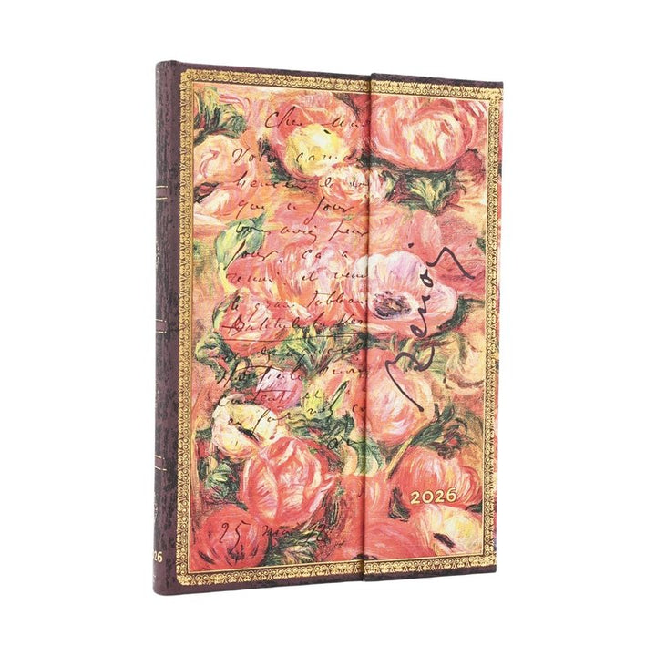 Paperblanks - 2026 Renoir, Letter to Morisot (1892), Embellished Manuscripts Collection, 12-Month Planner, Midi, Horizontal, Wrap, 160 Pg, 100 GSM