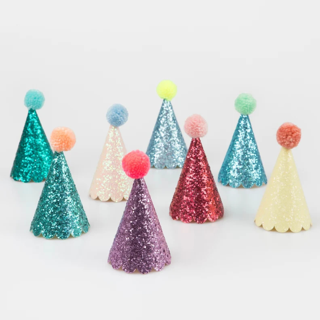 MERI MERI - GLITTER PARTY HATS - 8 PCS