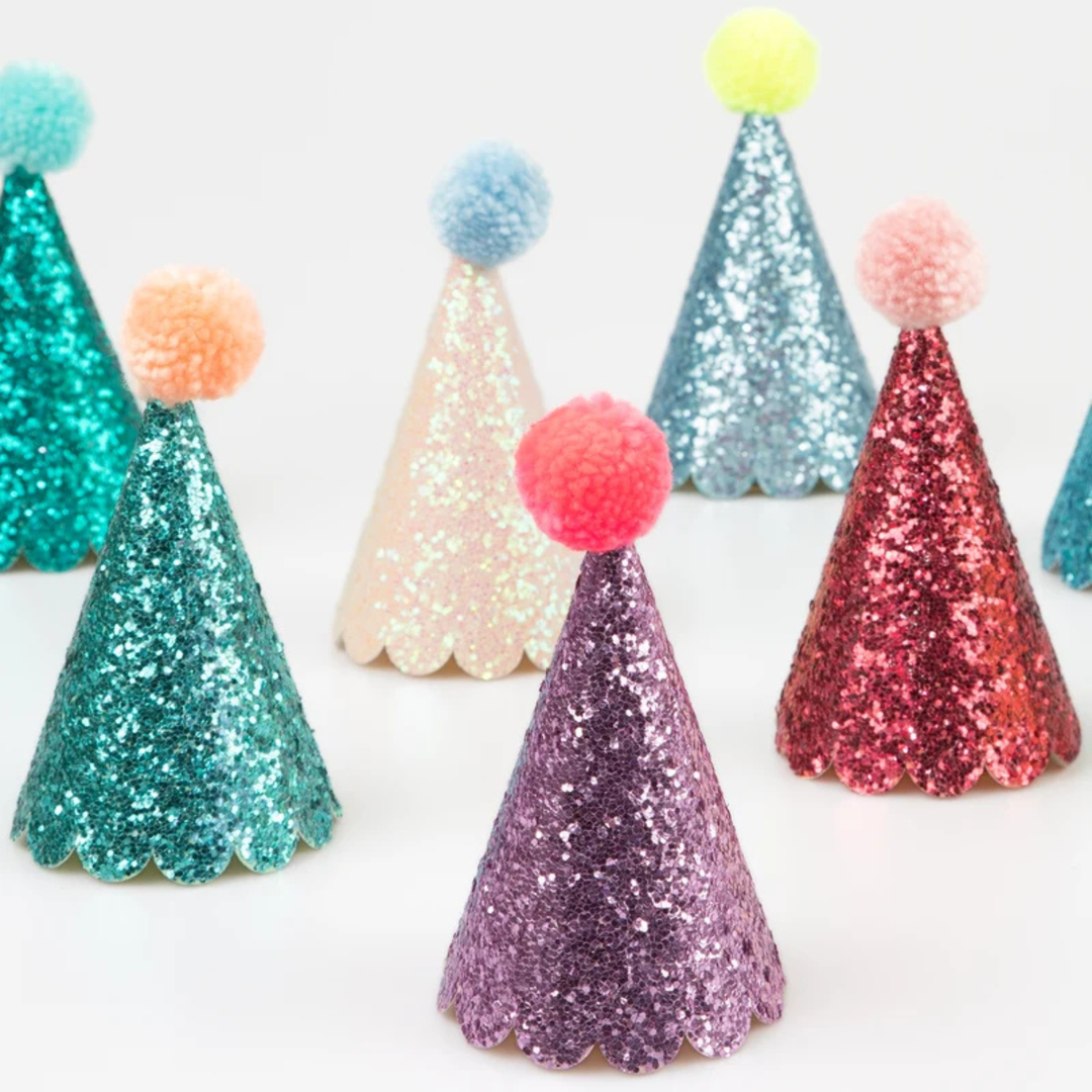 MERI MERI - GLITTER PARTY HATS - 8 PCS