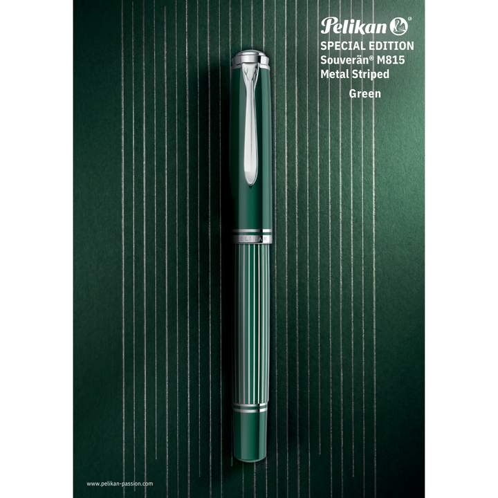 Pelikan - Souverän M815 Fountain Pen - Metal Striped Green Special Edition