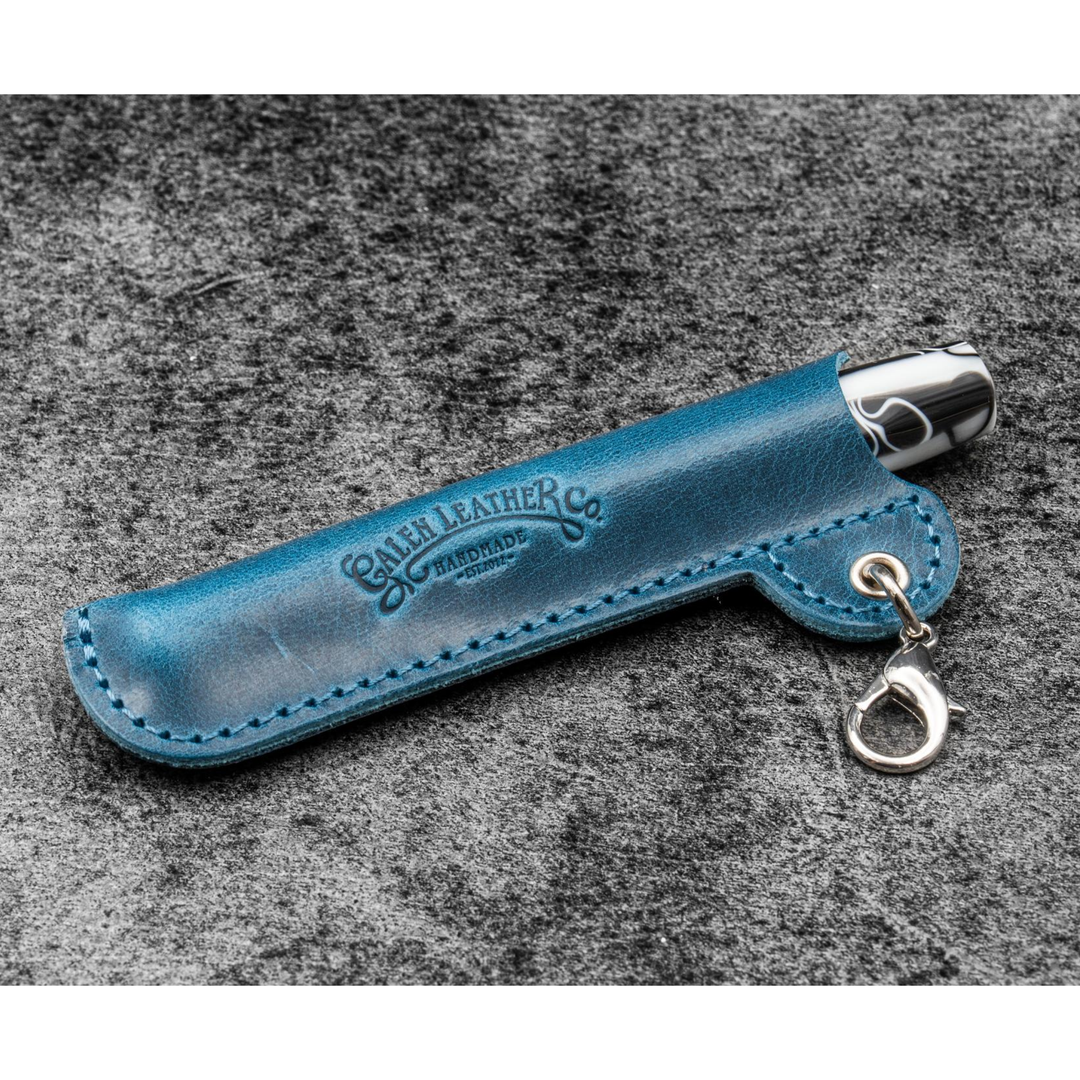 Galen Leather - Leather Pocket Pen Keeper - Lanyard EDC Pen Sleeve - Crazy Horse Ocean Blue