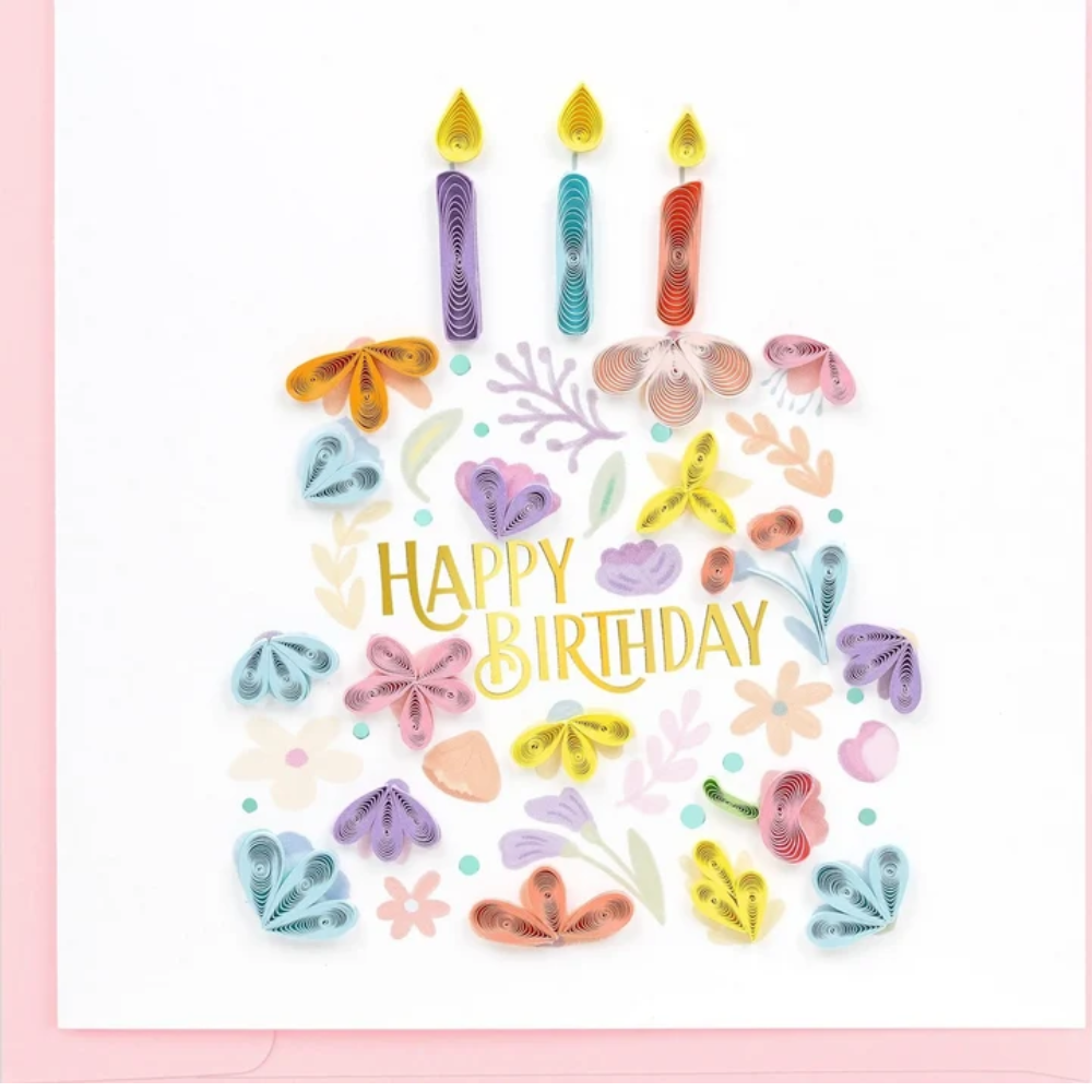 Quilling Card - Floral Birthday Cake
