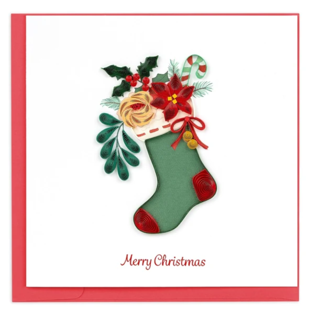 Quilling Card - Christmas Stocking Bouquet