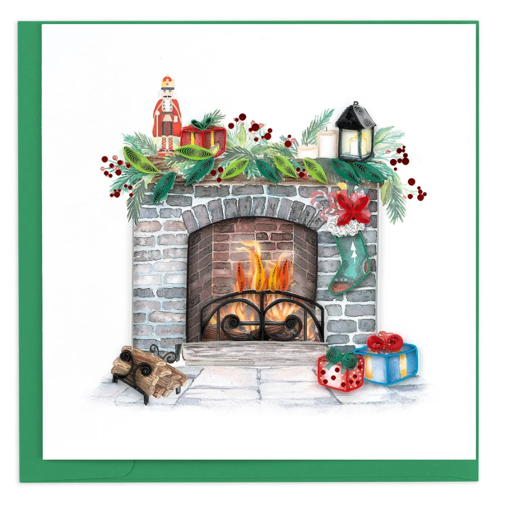 Quilling Card - Cozy Holiday Fireplace