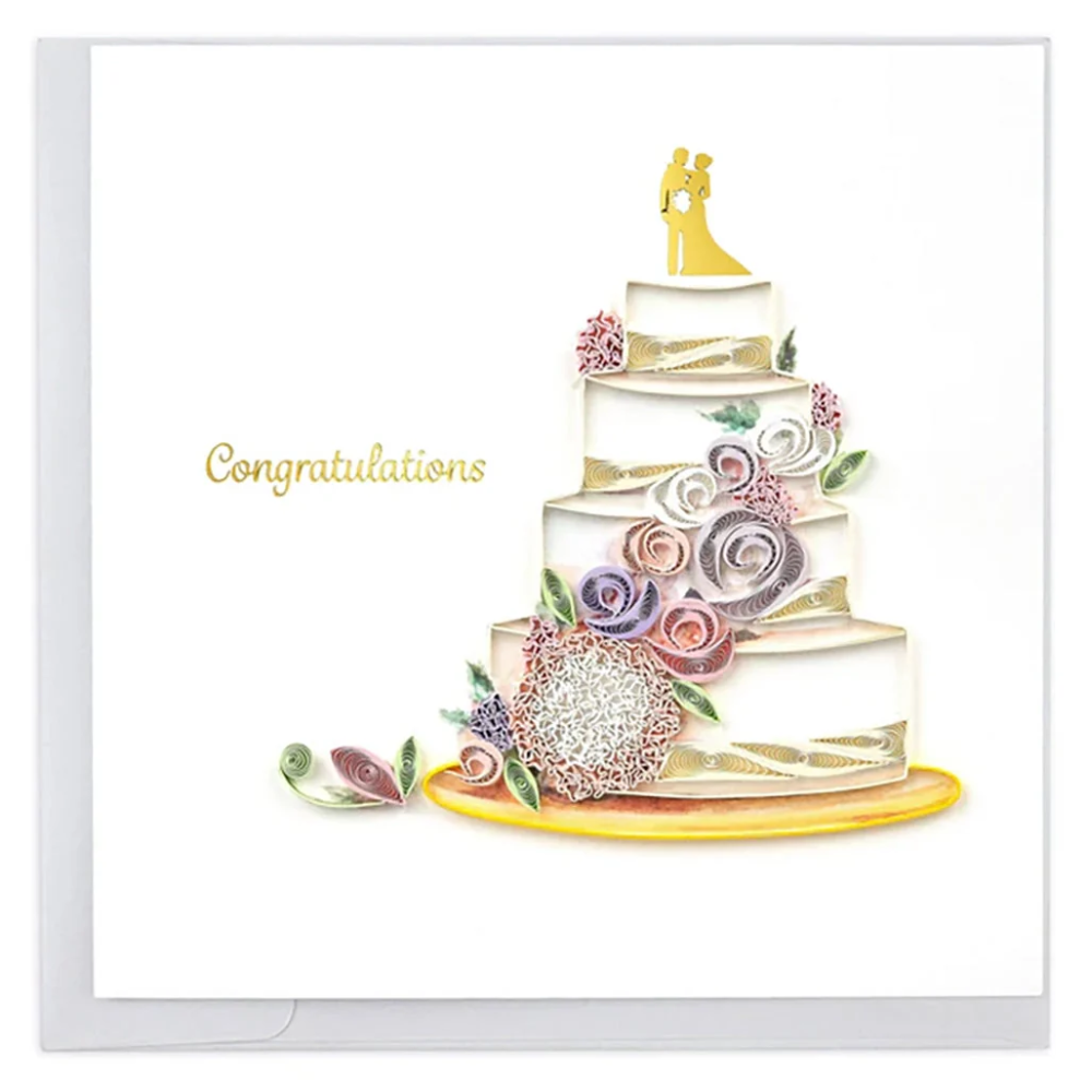 Quilling Card - Floral Wedding Cake