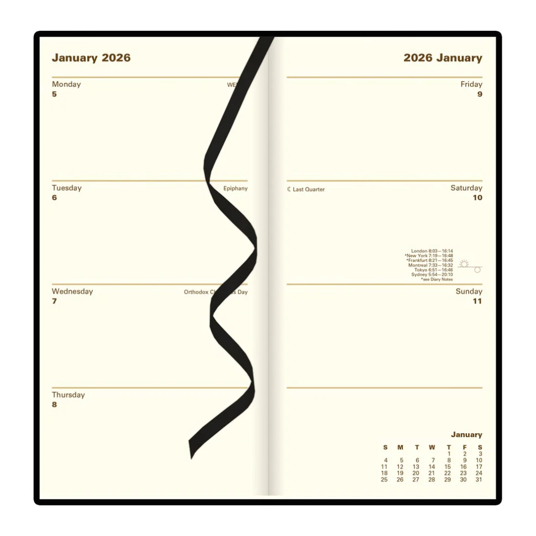 Letts of London - 2026 Signature Slim Planner  - Week to View - Black (English)