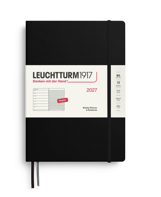 Leuchtturm1917 - 2027 Weekly Planner & Notebook Composition - B5 - Hardcover - Black