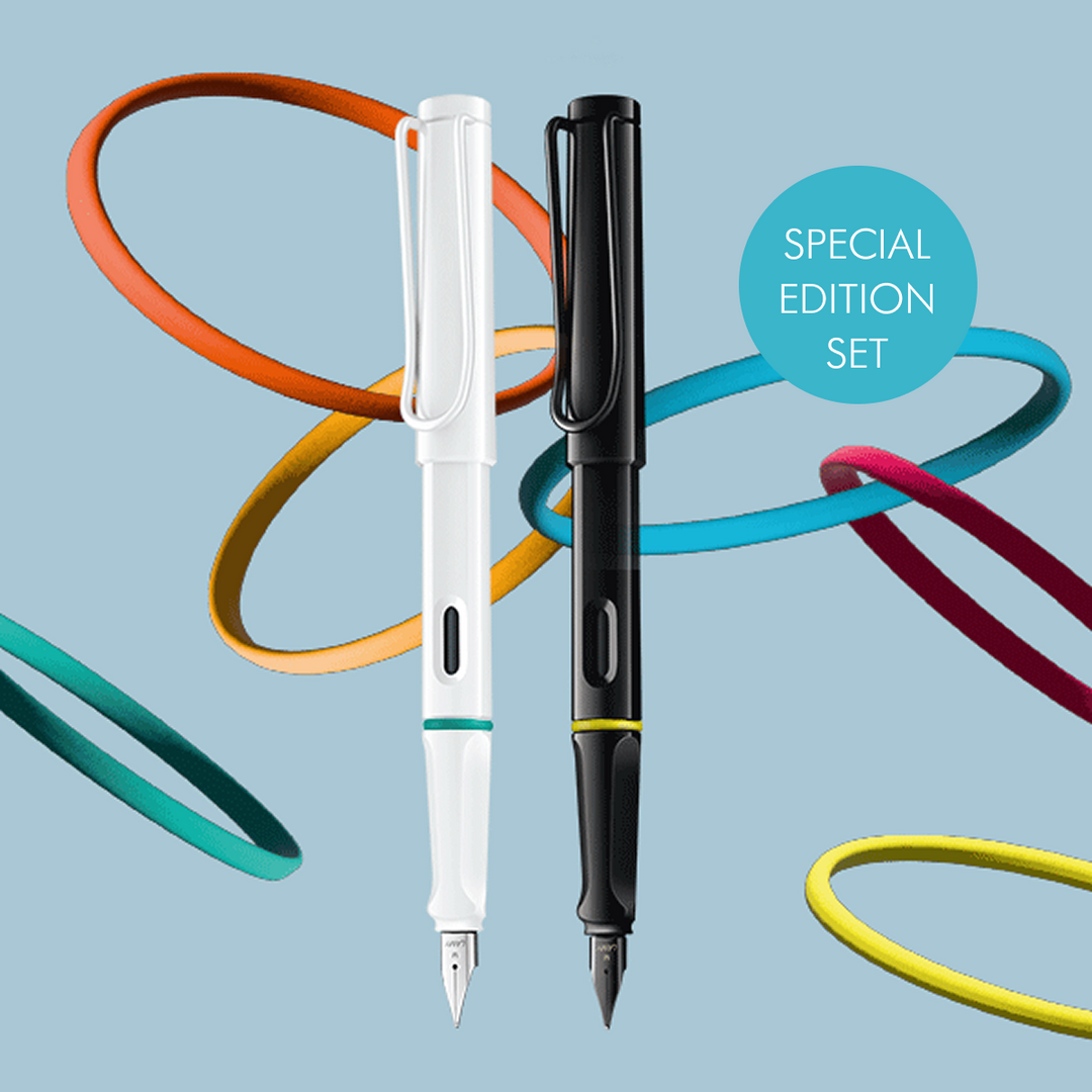 Lamy - Fountain Pen Safari Set All White with Multi-Colour Rings