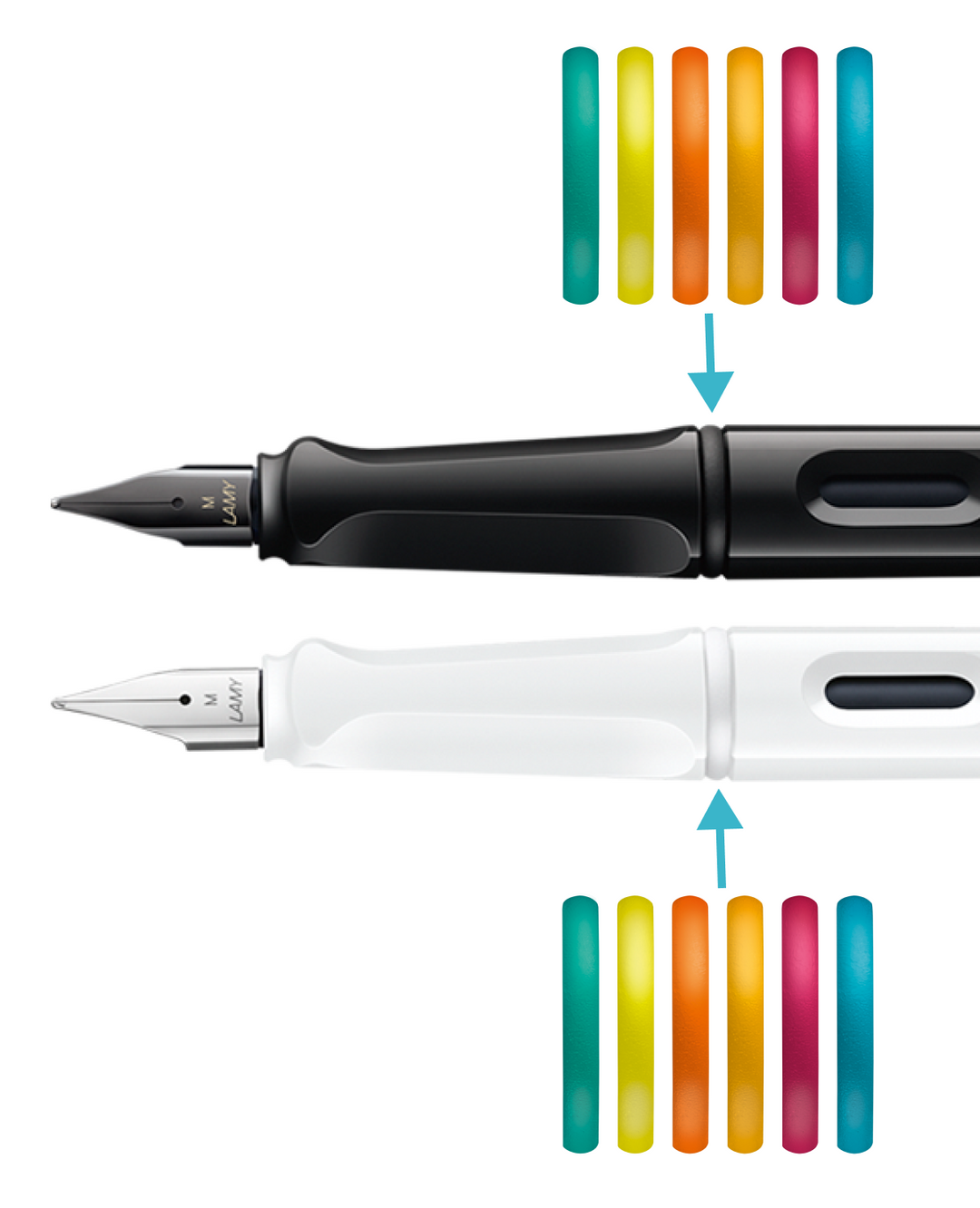 Lamy - Fountain Pen Safari Set All White with Multi-Colour Rings