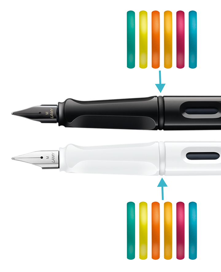 Lamy - Fountain Pen Safari Set All White with Multi-Colour Rings