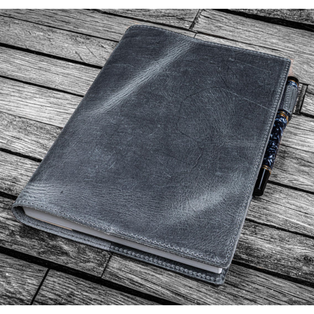 Galen Leather - Leather Slim A5 Notebook / Planner Cover - Crazy Horse Smoky