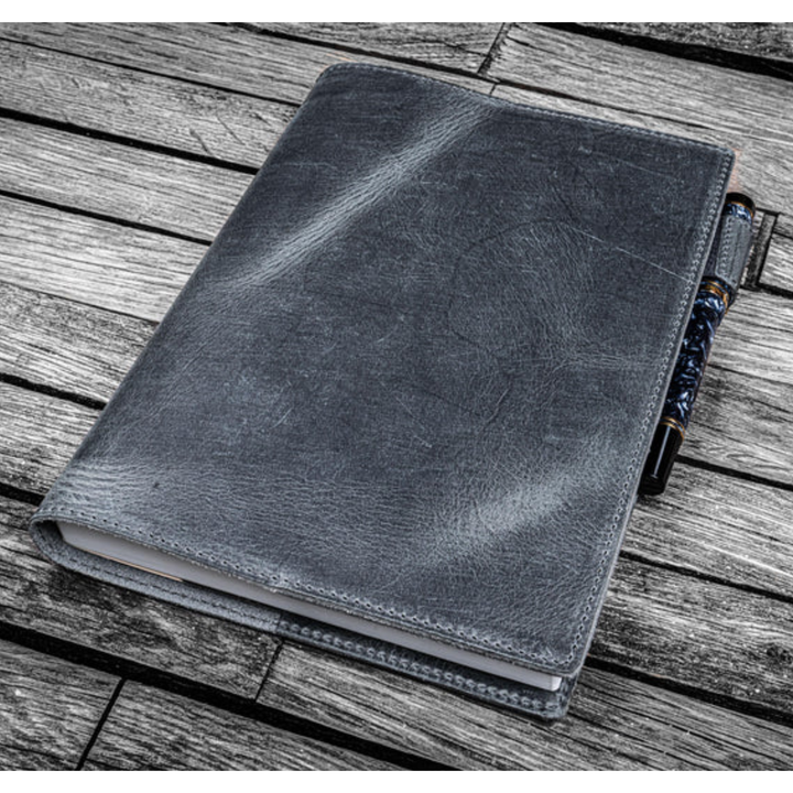 Galen Leather - Leather Slim A5 Notebook / Planner Cover - Crazy Horse Smoky