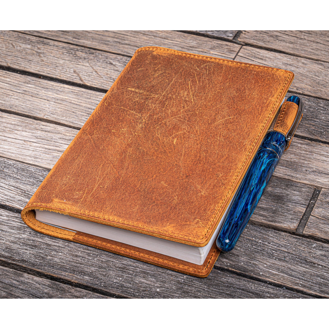 Galen Leather - Leather Slim A6 Notebook / Planner Cover - Crazy Horse Brown