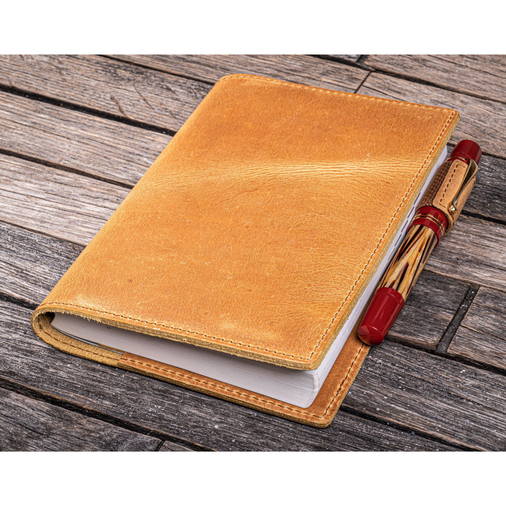 Galen Leather - Leather Slim A6 Notebook / Planner Cover - Crazy Horse Honey Ochre