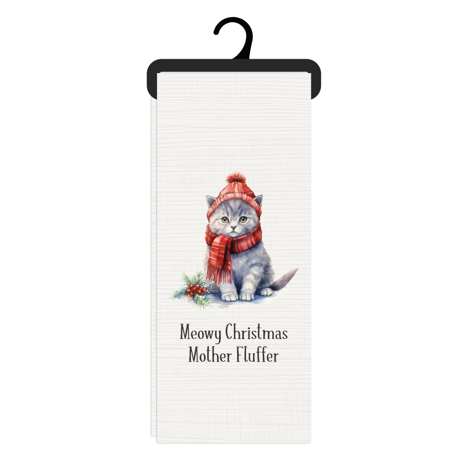 Bloomin Design House - Christmas Tea Towel - Grey Cat Tails