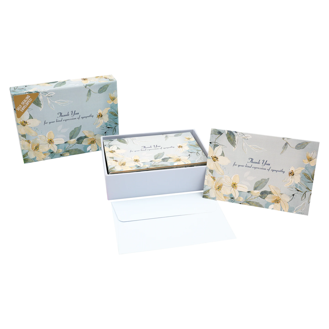 Peter Pauper Press - Boxed Sympathy Thank You Notes - White Jasmine