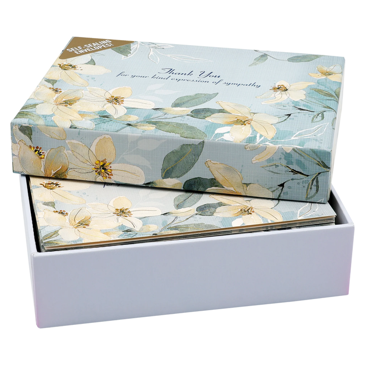 Peter Pauper Press - Boxed Sympathy Thank You Notes - White Jasmine