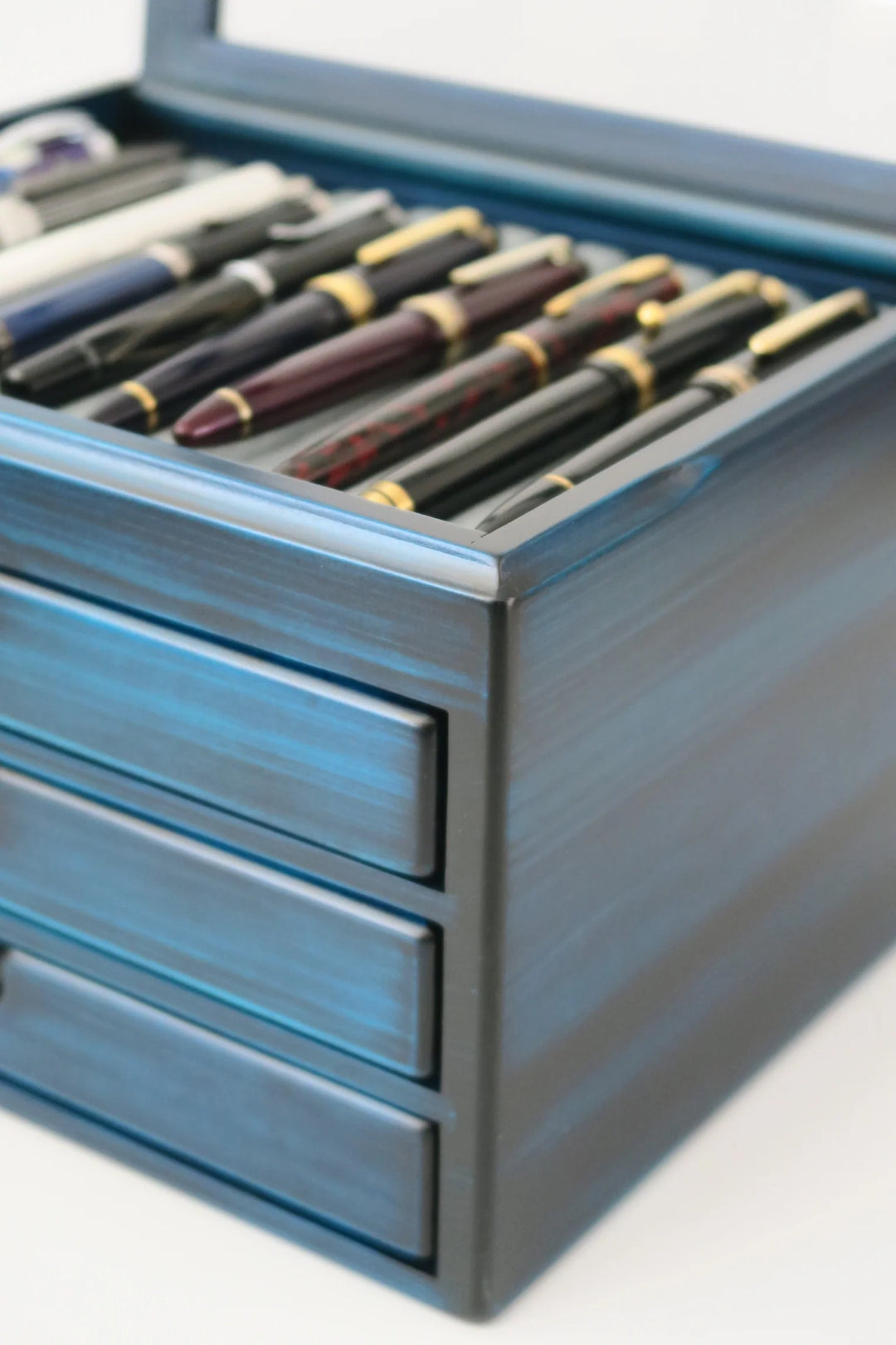 Toyooka Craft - Hinoki Blue Fountain Pen Box 40