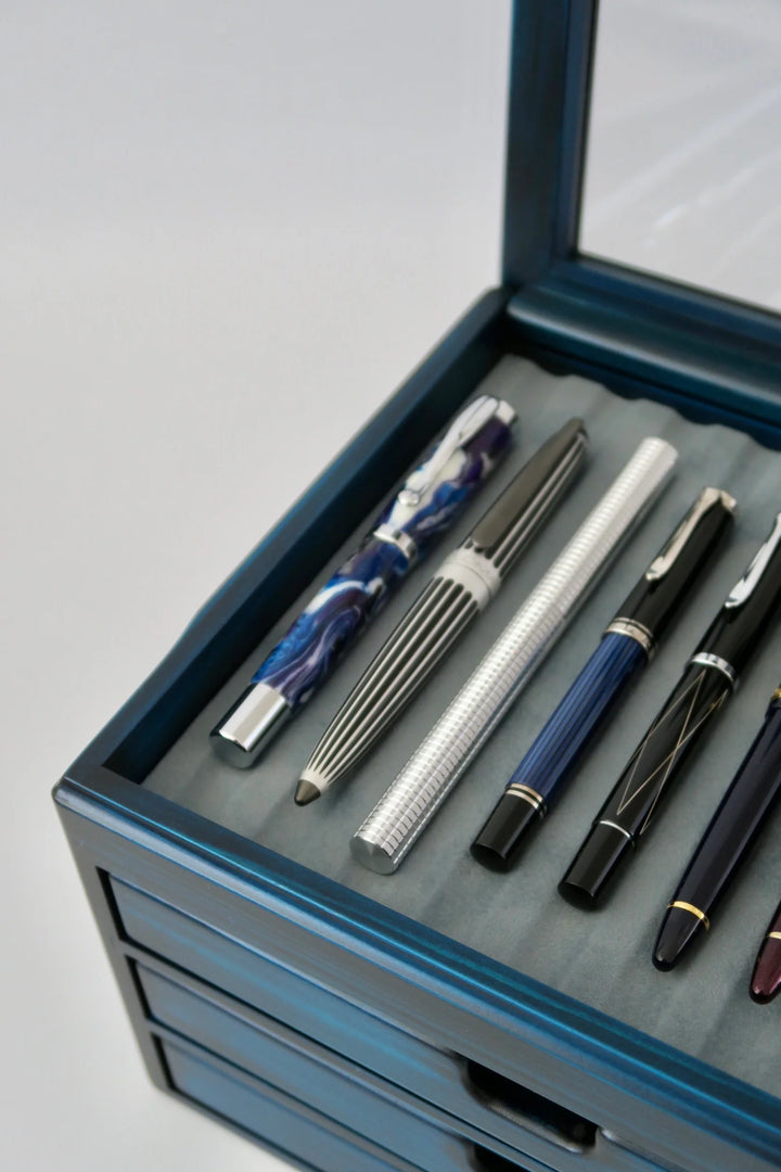 Toyooka Craft - Hinoki Blue Fountain Pen Box 40