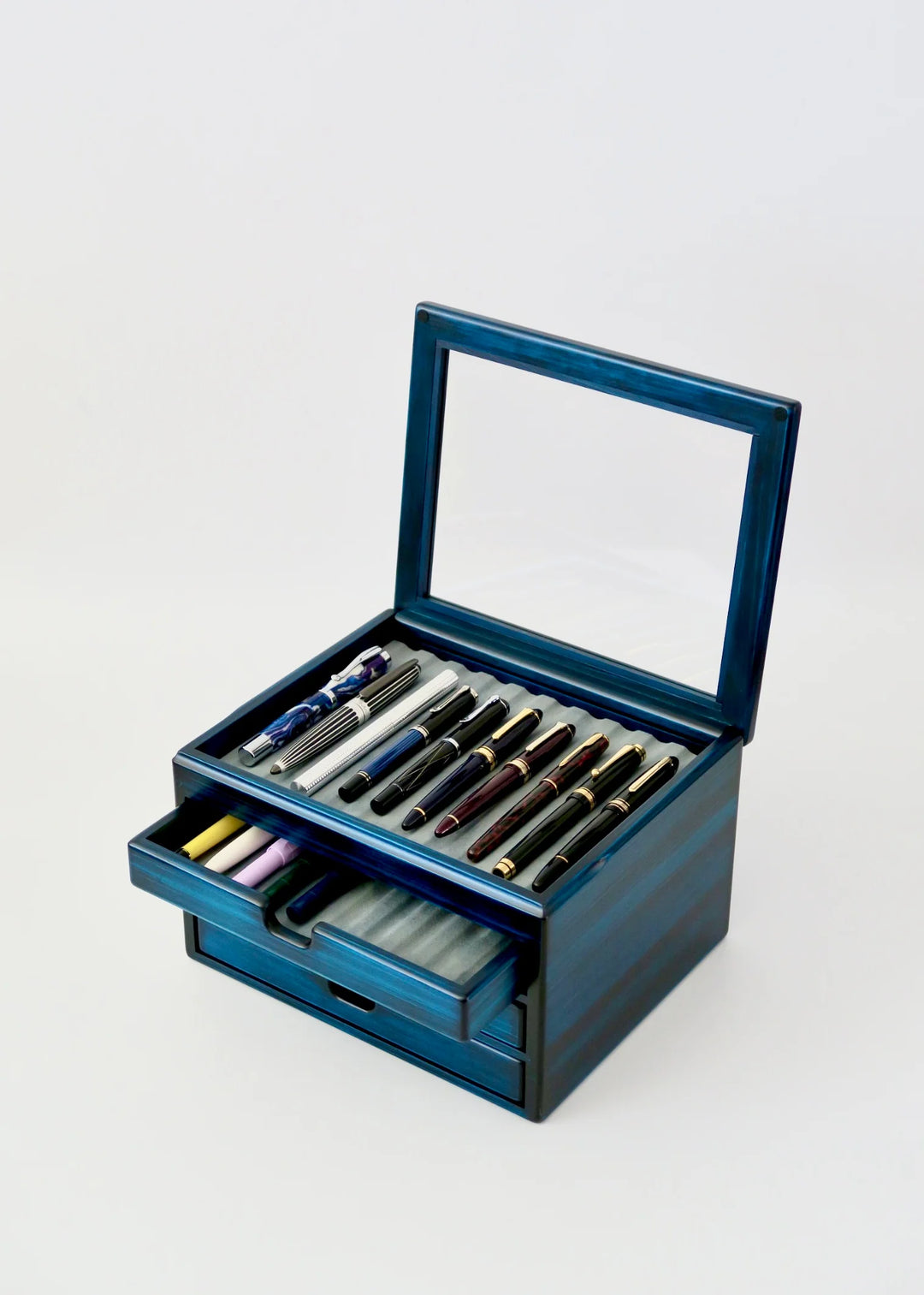Toyooka Craft - Hinoki Blue Fountain Pen Box 40