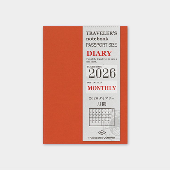 Traveler's Notebook - 2026 Monthly Diary - Passport Size