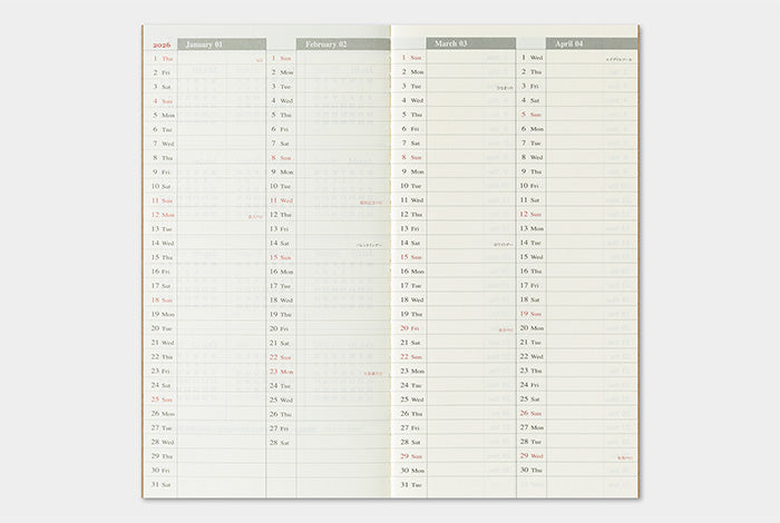 Traveler's Notebook - 2026 Weekly + Memo - Regular Size