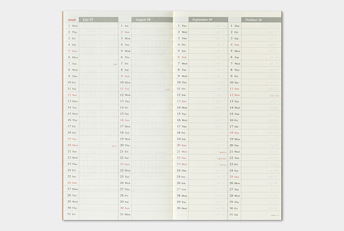 Traveler's Notebook - 2026 Weekly + Memo - Regular Size