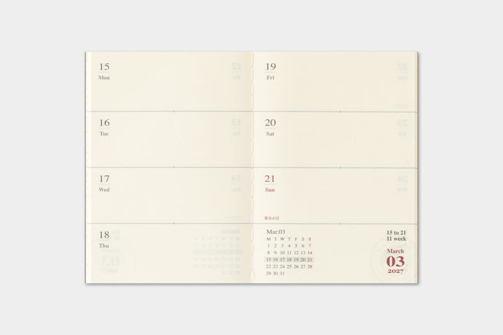 Traveler's Notebook - 2027 Weekly Diary - Passport Size