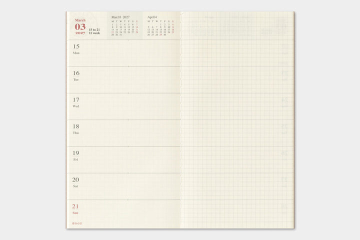 Traveler's Notebook - 2027 Weekly + Memo - Regular Size