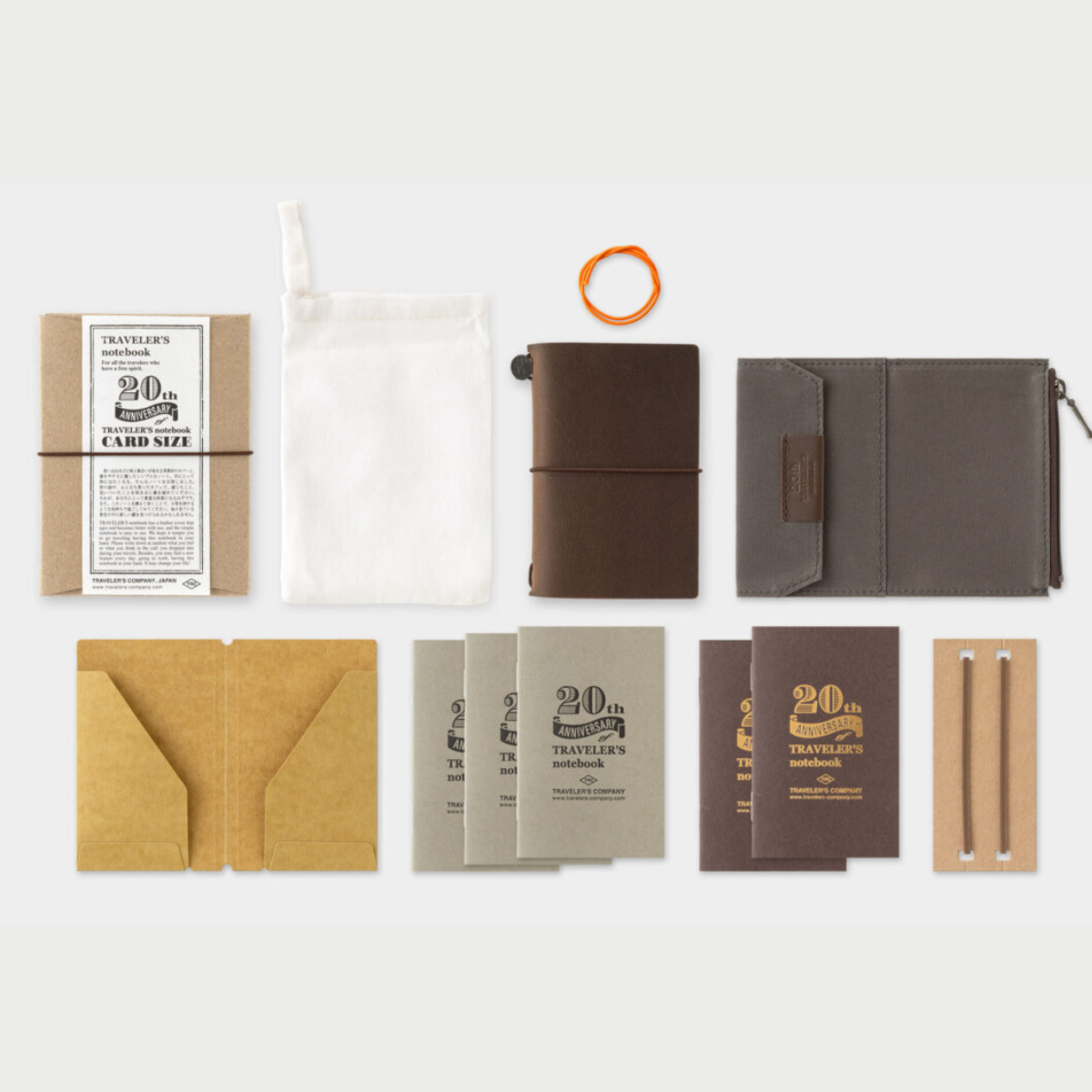 Traveler's Notebook - Card Size - 20th Anniversary Set - Brown