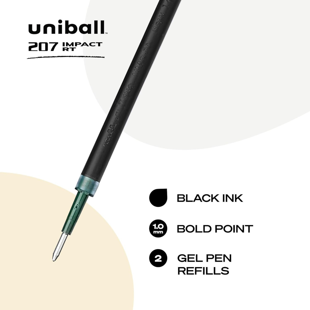 UNIBALL - 207 Impact 1.0mm Black Ink Refill (Pack of 2)