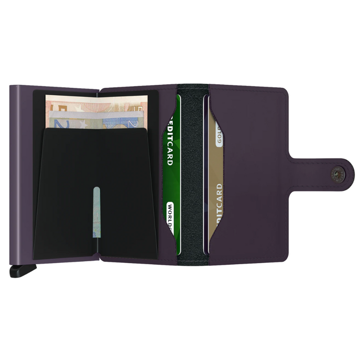 Secrid Miniwallet Matte Leather - European cowhide leather wallet - Dark Purple