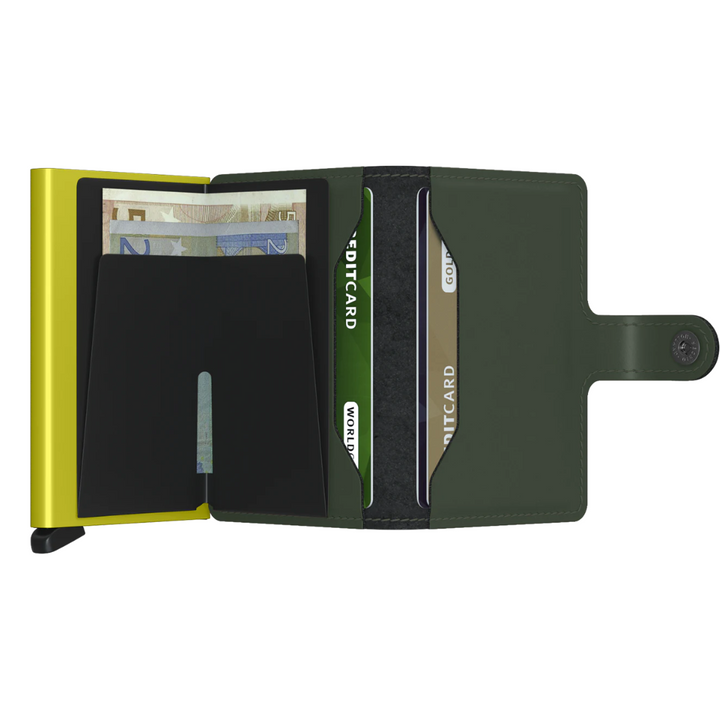 Secrid Miniwallet Matte GREEN & LIME - High quality cowhide leather wallet - Best Gift for all occassions
