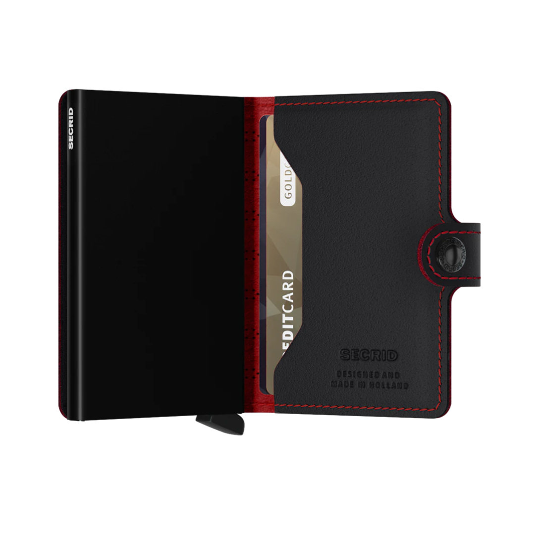SECRID Miniwallet Fuel Perforated Black Red - High Quality European Cowhide Leather Wallet - Buy Secrid Wallets in Canada - Best Gift Ideas for Family and Friends