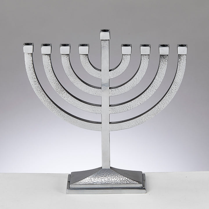Rite Lite - Traditional Hammered Menorah - Polished Aluminum