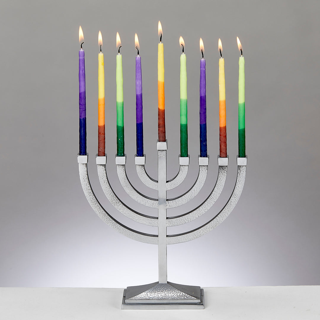 Rite Lite - Traditional Hammered Menorah - Polished Aluminum