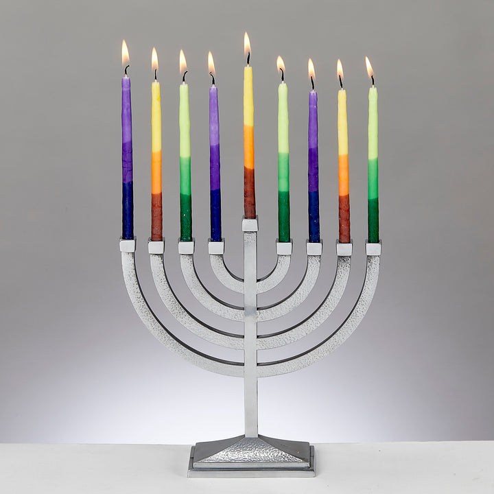 Rite Lite - Traditional Hammered Menorah - Polished Aluminum