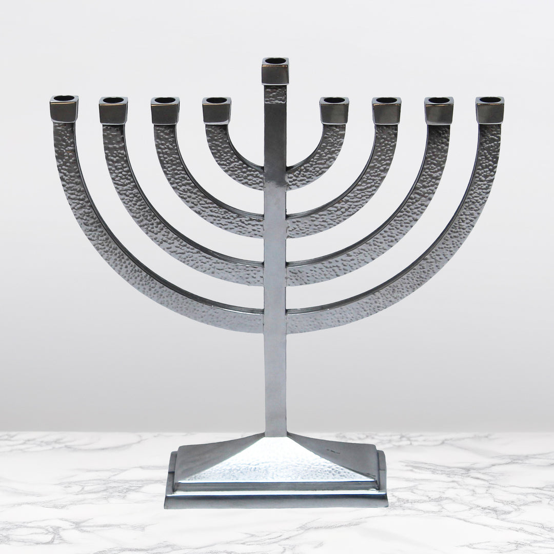 Rite Lite - Traditional Hammered Menorah - Polished Aluminum
