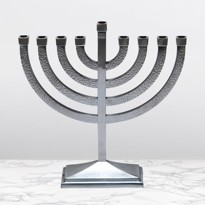 Rite Lite - Traditional Hammered Menorah - Polished Aluminum