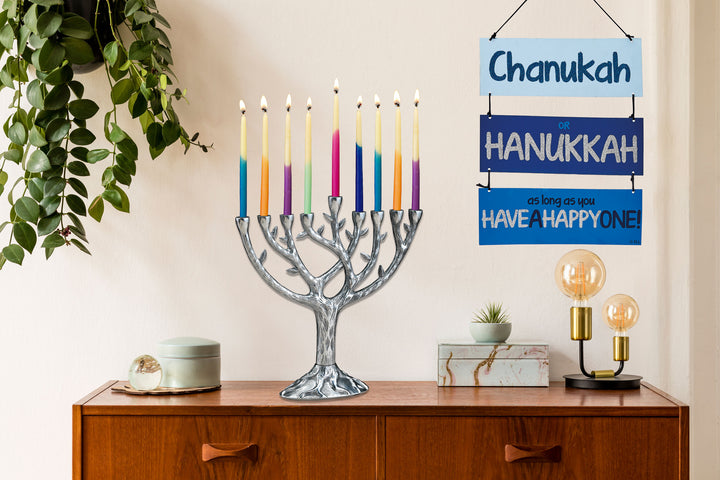 Rite Lite - Textured Aluminum Tree of Life Menorah