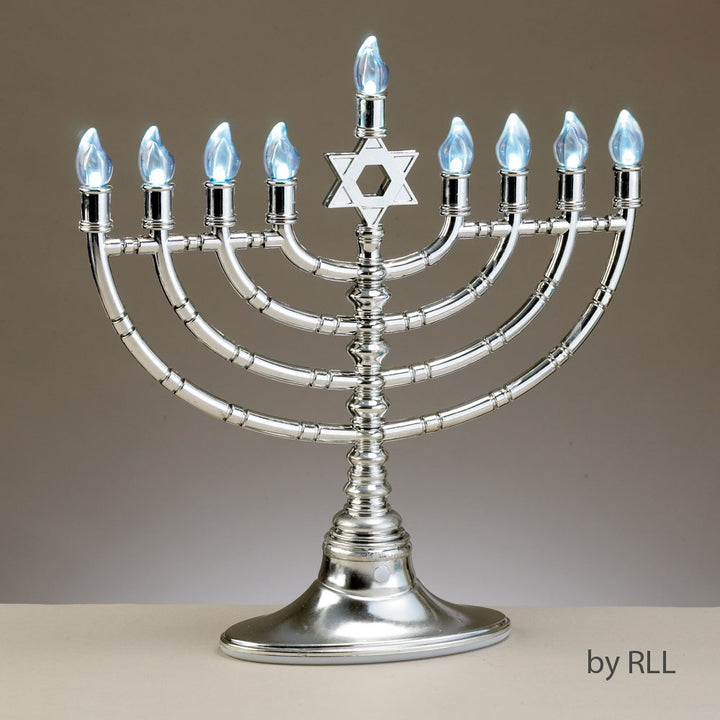 Rite Lite - Silvertone LED Menorah with Clear Bulbs