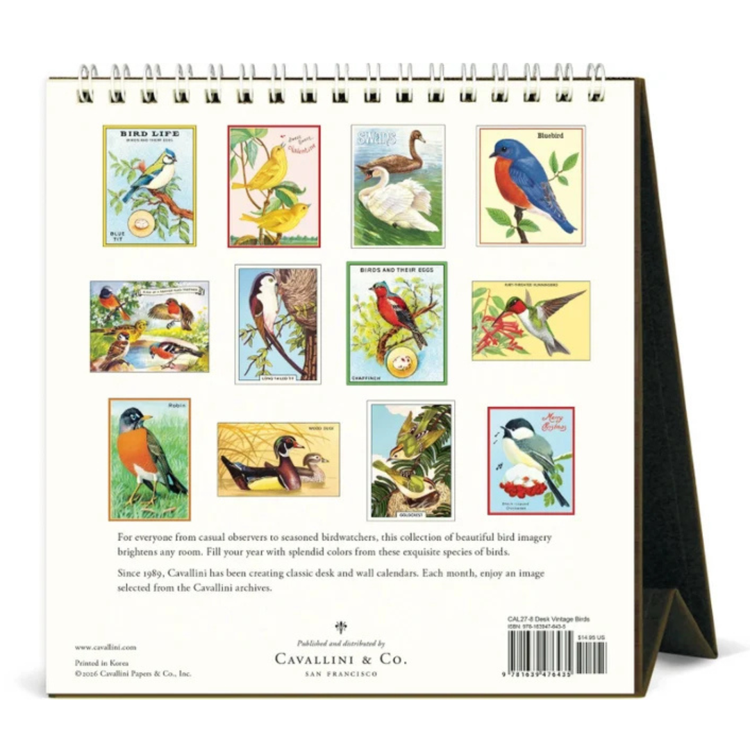 Cavallini & Co - 2027 Desk Calendar - Vintage Birds