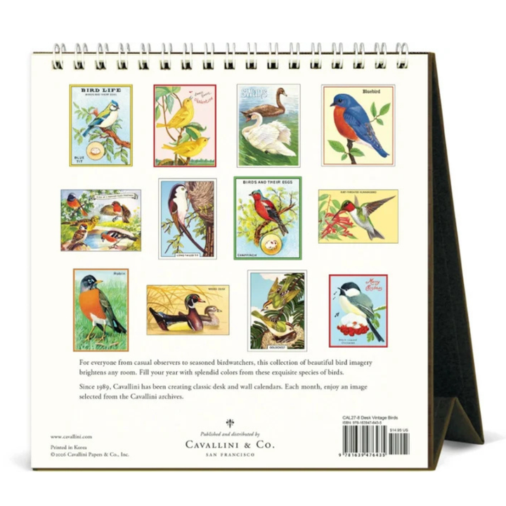 Cavallini & Co - 2027 Desk Calendar - Vintage Birds
