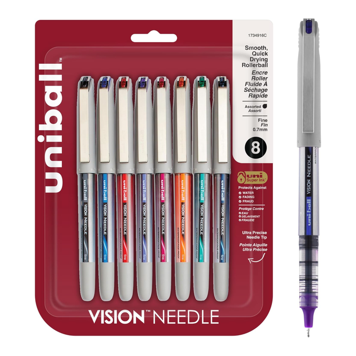 UNIBALL - VISION Needle Rollerball Pen 0.7mm (Pack of 8)